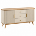 Aparador 160x40x80 cm de madera beige con puertas acanaladas y cajones
