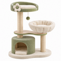 Árbol rascador para gatos 60 x 45 x 100 cm verde y crema con sisal y plataformas