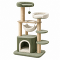 Árbol rascador para gatos 60 x 50 x 150 cm verde y crema con sisal y plataformas