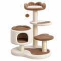 Árbol rascador para gatos 60 x 50 x 130 cm de felpa beige y marrón con plataformas