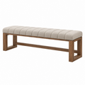Banco tapizado 180 cm de tela beige y madera para recibidor