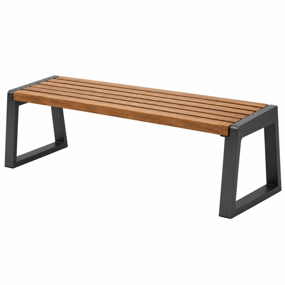 Banco de jardín 120 x 40 x 45 cm de madera y metal marrón negro estilo moderno
