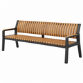 Banco de jardín 150 cm de madera marrón y metal negro estilo contemporáneo
