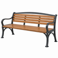 Banco de jardín 122 cm de madera y metal marrón y negro para 2 plazas