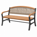 Banco de jardín 120 cm de madera metal y cuerda marrón negro beige con reposabrazos