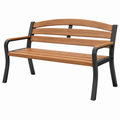 Banco de jardín 122 x 64 x 85 cm de madera y metal marrón negro con reposabrazos